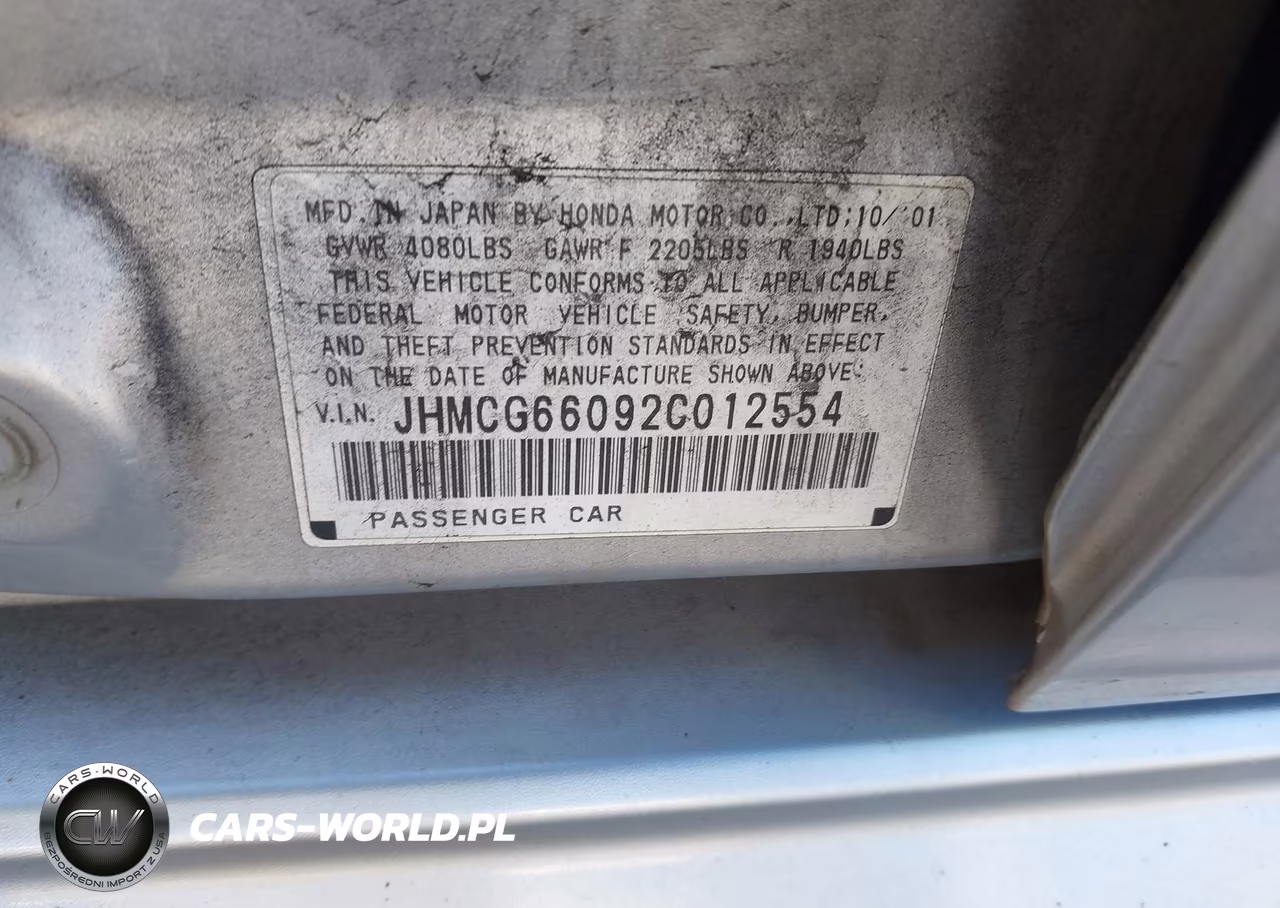 2002 Honda Accord 2.3 Ex VIN:JHMCG66092C012554 - 9