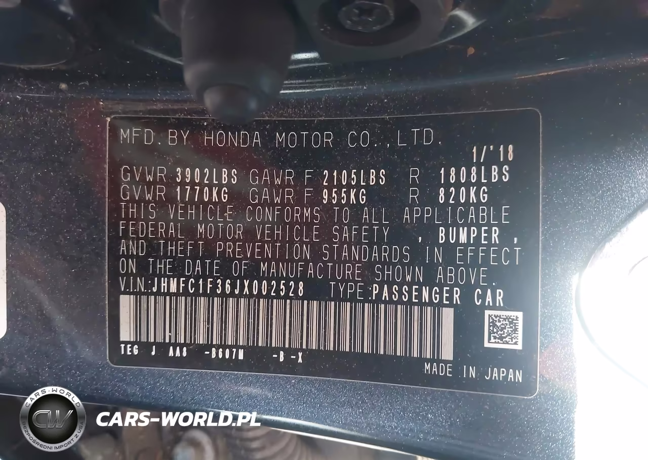 2018 Honda Civic Ex-T VIN:JHMFC1F36JX002528 - 9
