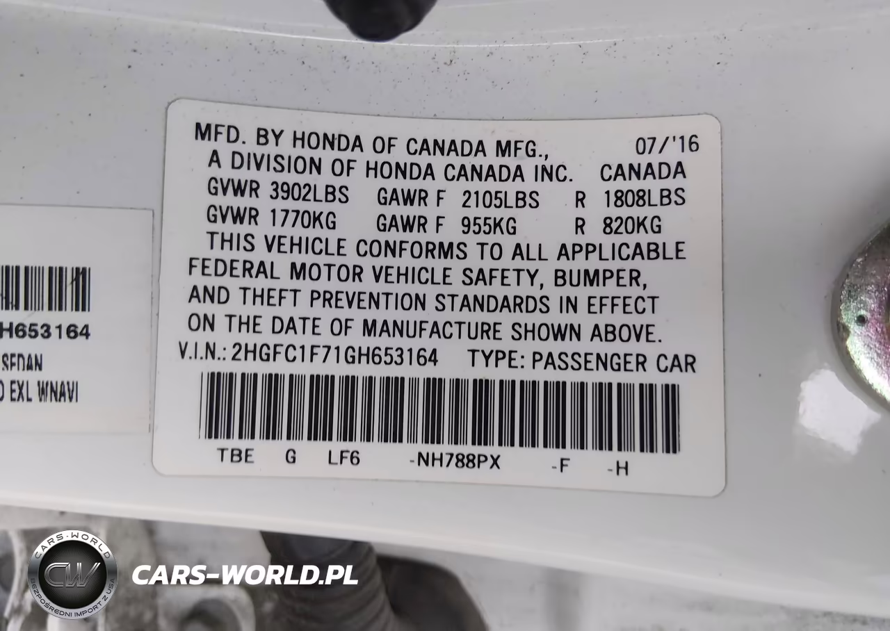 2016 Honda Civic Ex-L VIN:2HGFC1F71GH653164 - 9