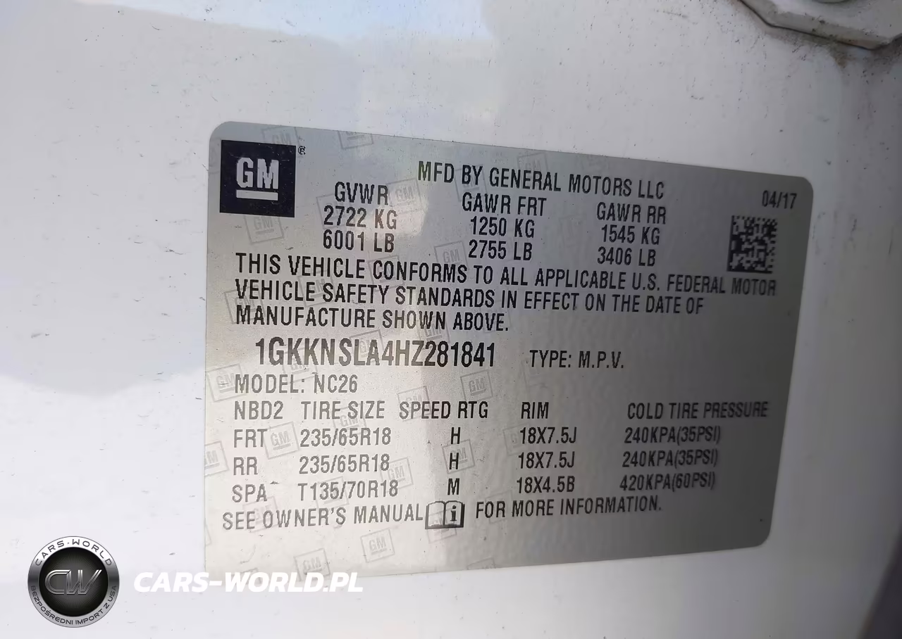 2017 GMC Acadia Sle-2 VIN:1GKKNSLA4HZ281841 - 9