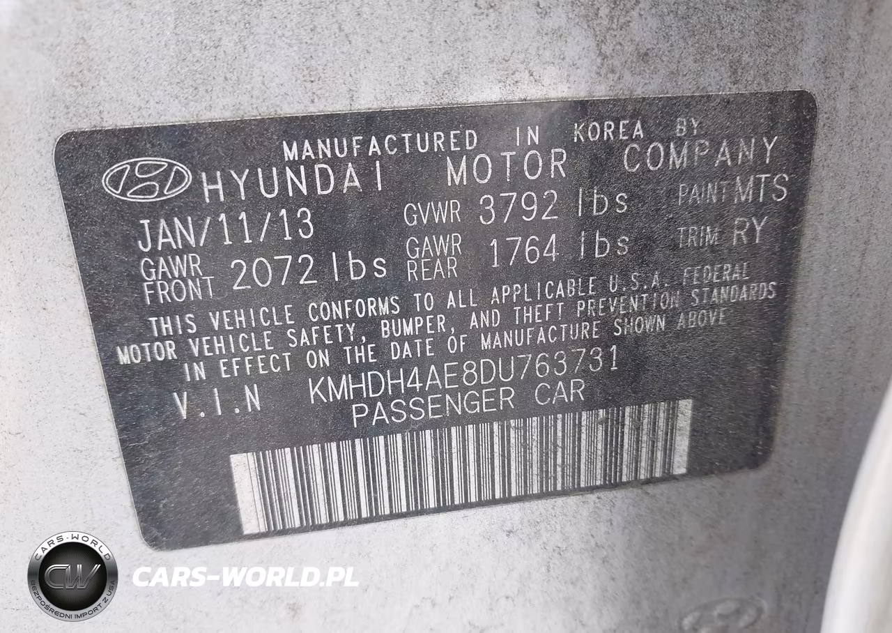 2013 Hyundai Elantra Limited VIN:KMHDH4AE8DU763731 - 9