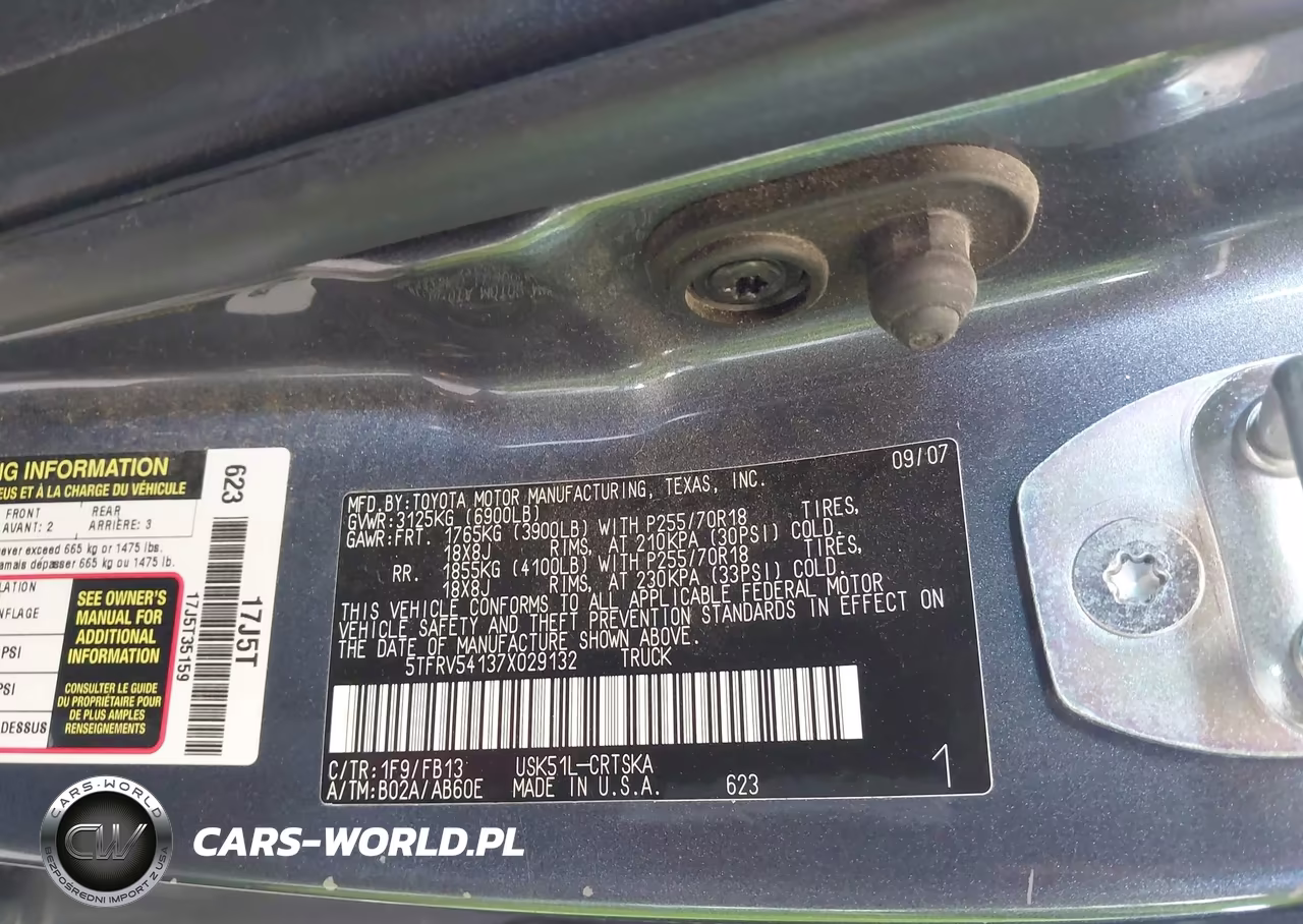 2007 Toyota Tundra Sr5 V8 VIN:5TFRV54137X029132 - 9
