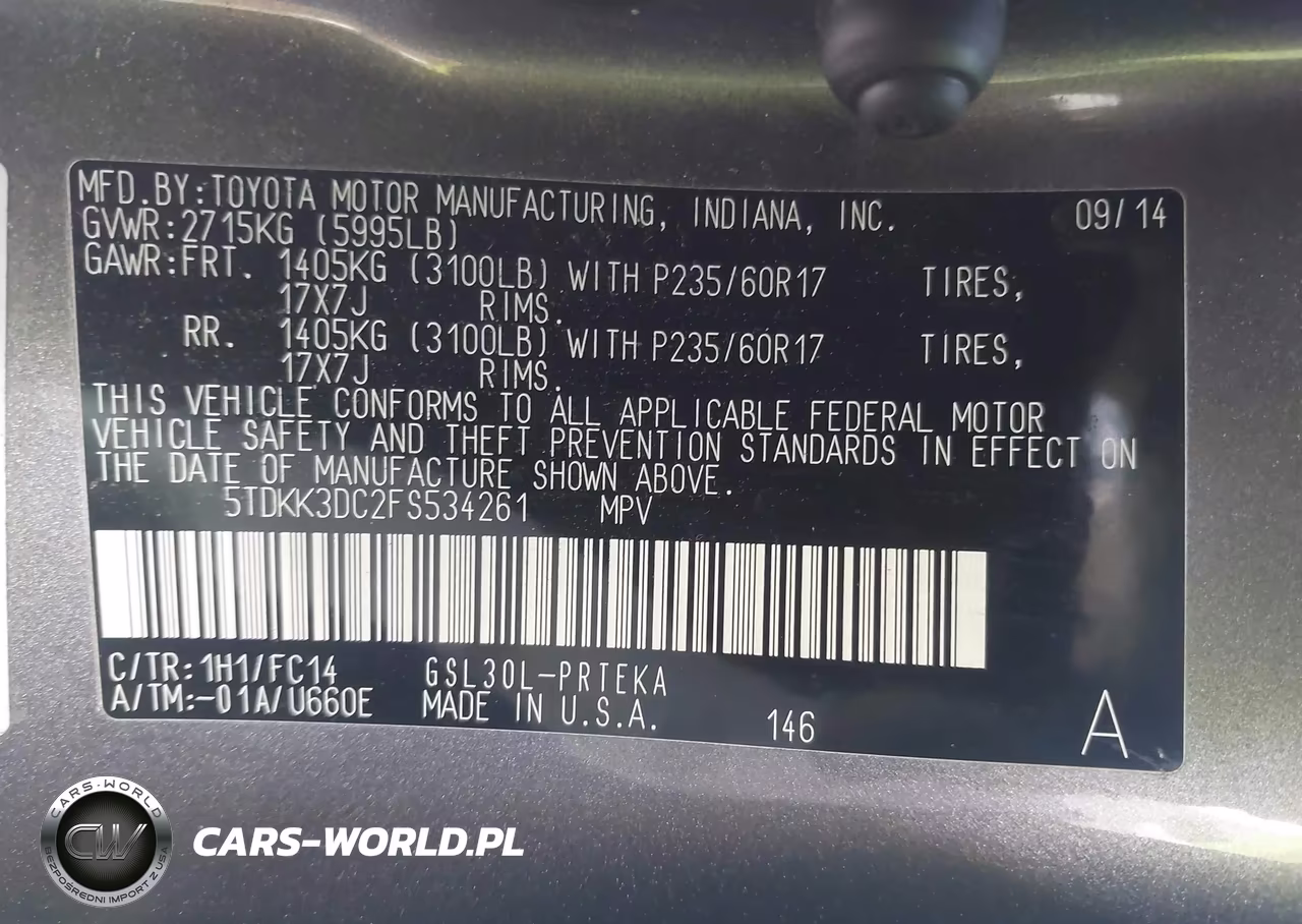 2015 Toyota Sienna Le 8 Passenger VIN:5TDKK3DC2FS534261 - 9
