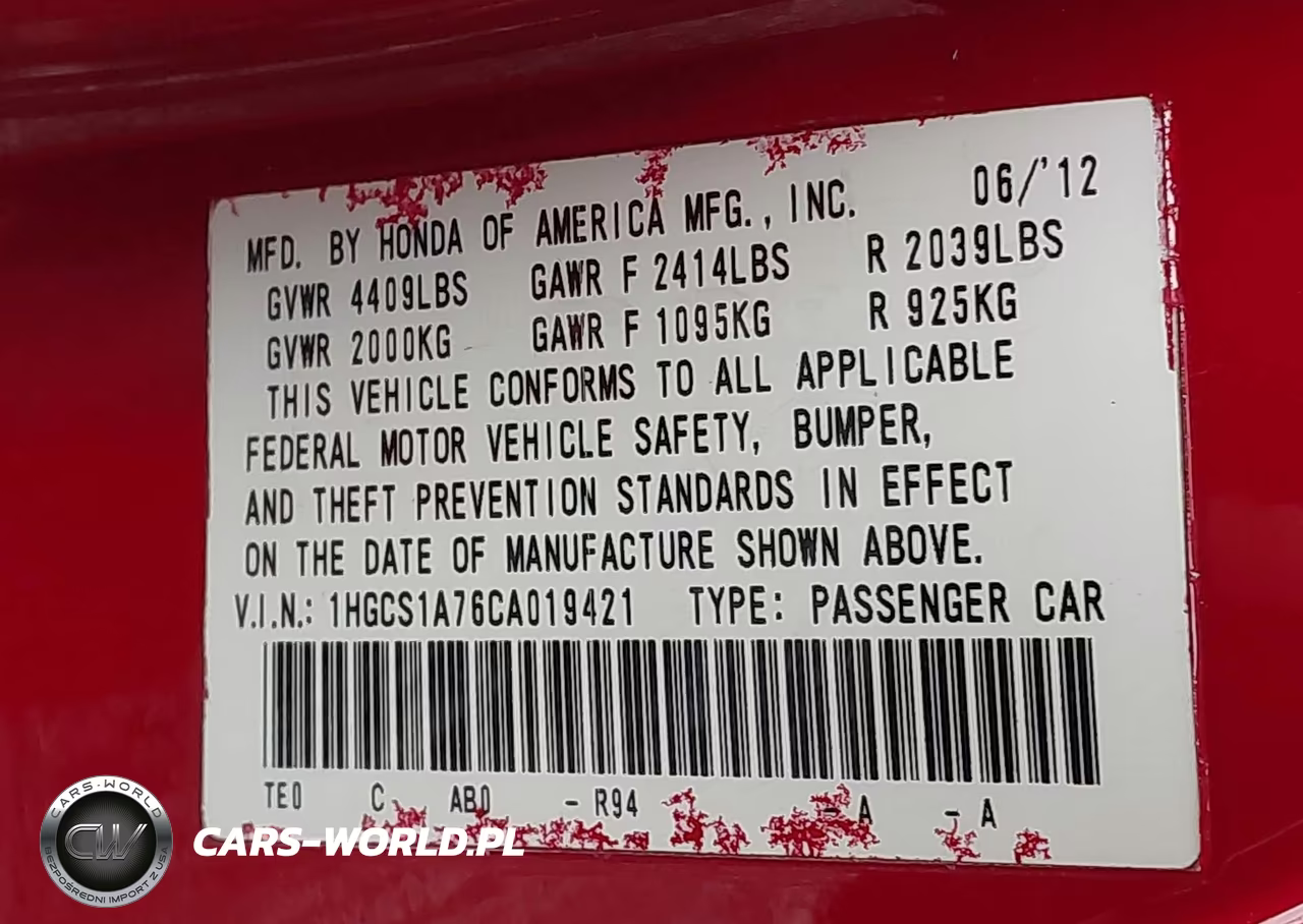 2012 Honda Accord 2.4 Ex VIN:1HGCS1A76CA019421 - 9