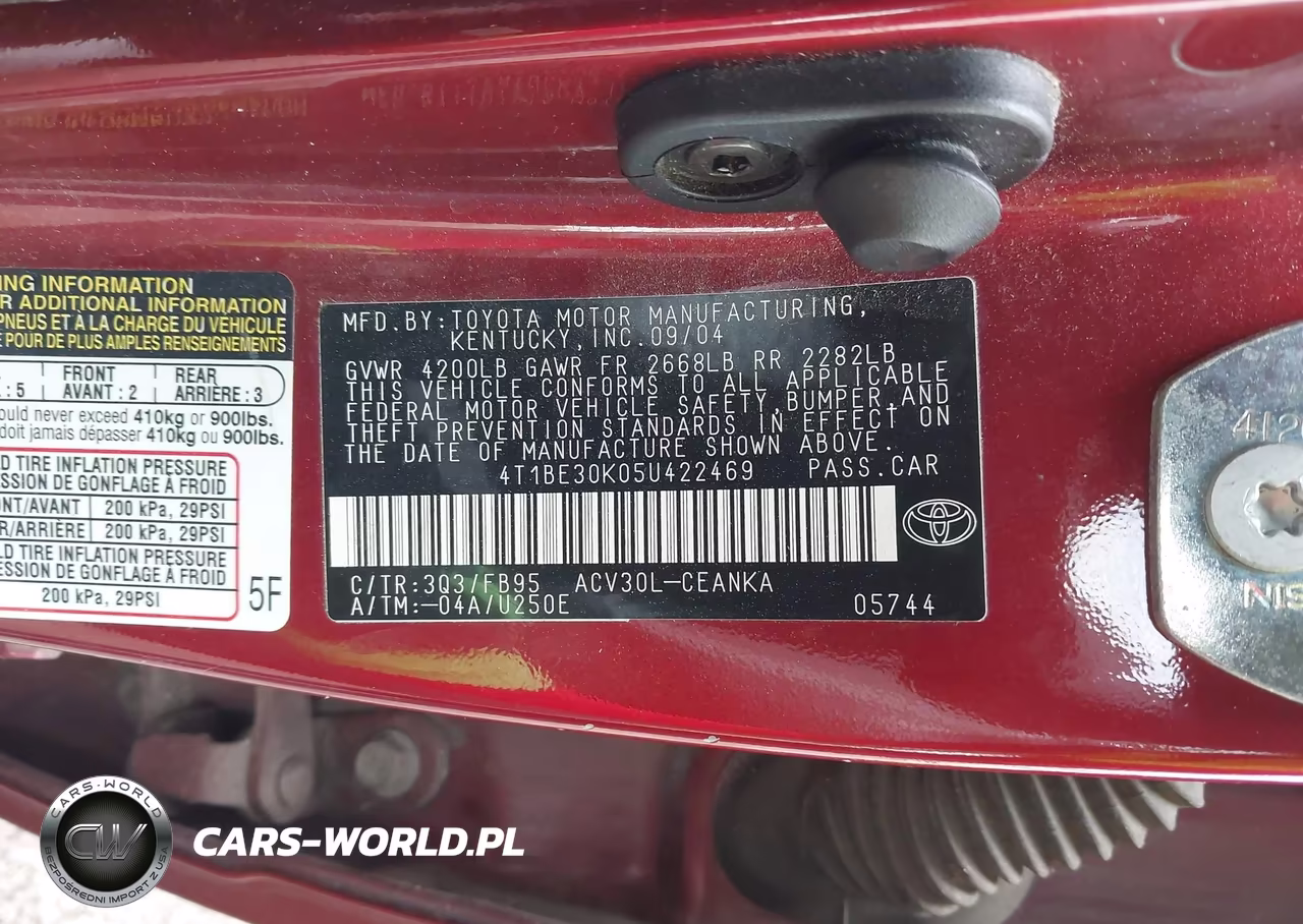 2005 Toyota Camry Le VIN:4T1BE30K05U422469 - 9
