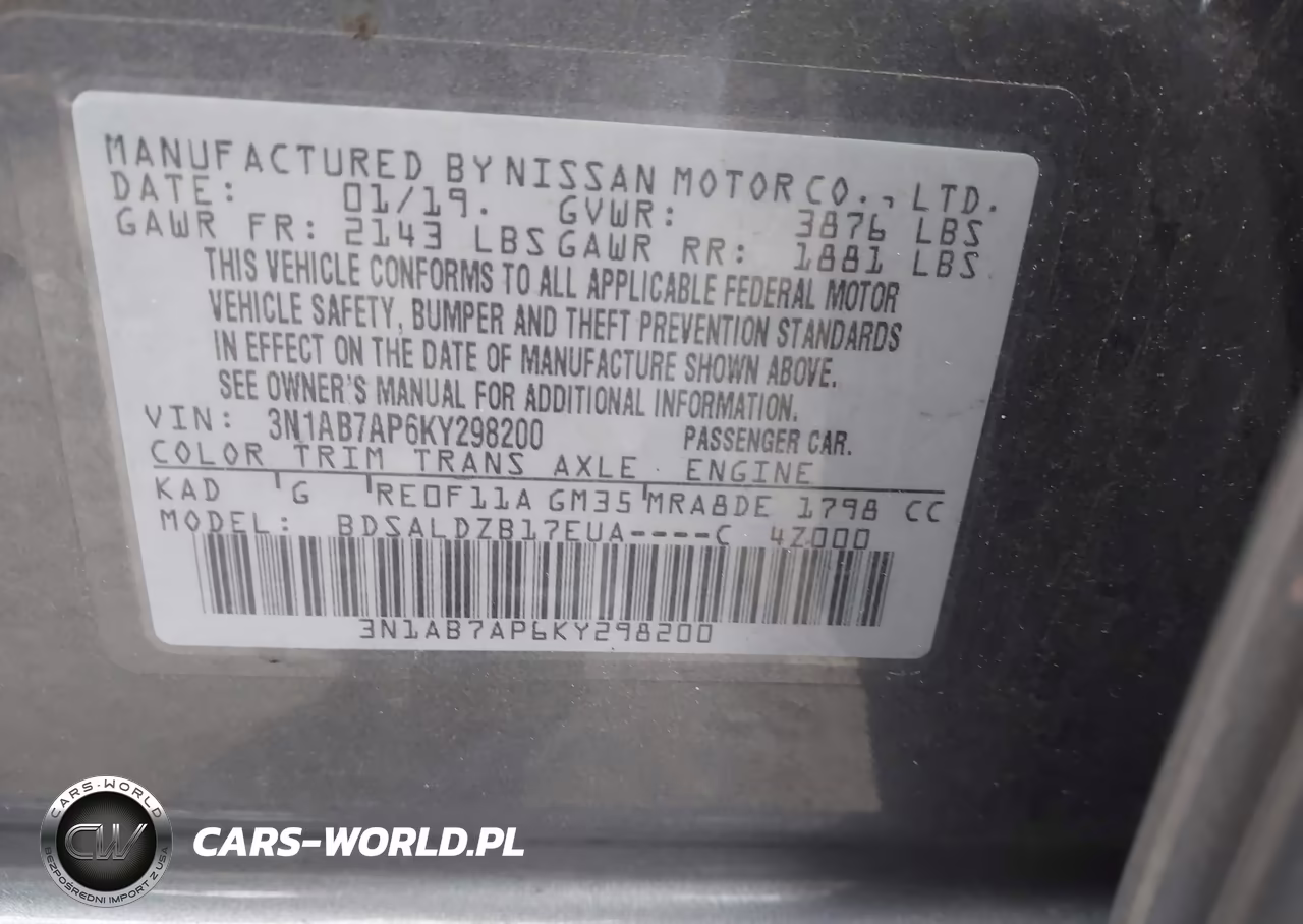 2019 Nissan Sentra Sv VIN:3N1AB7AP6KY298200 - 9
