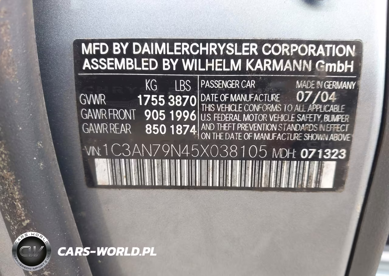 2005 Chrysler Crossfire Srt-6 VIN:1C3AN79N45X038105 - 9