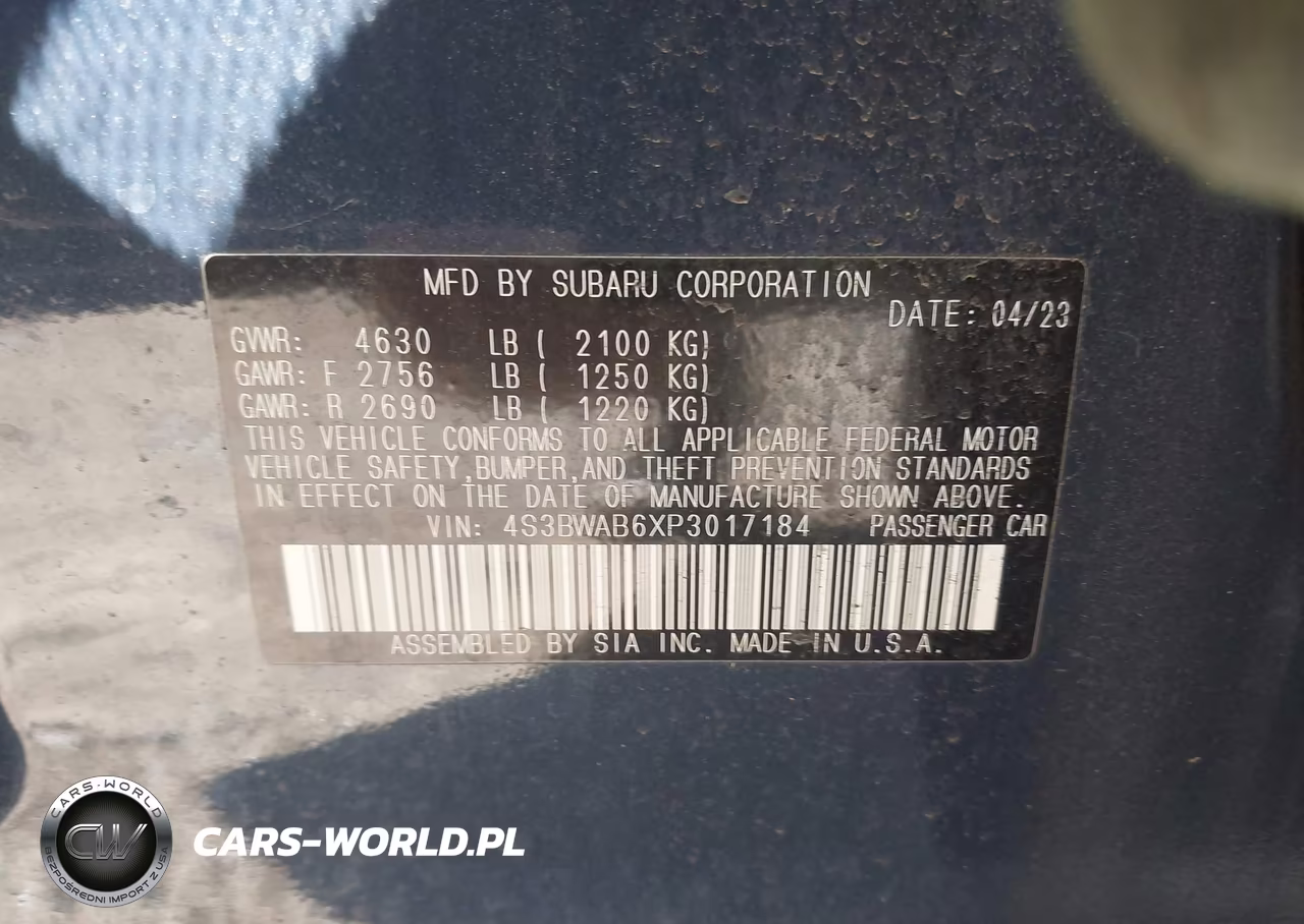 2023 Subaru Legacy VIN:4S3BWAB6XP3017184 - 9