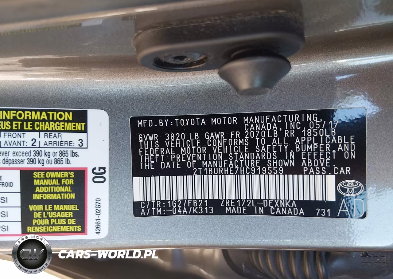 2017 Toyota Corolla Le VIN:2T1BURHE7HC919559 - 9
