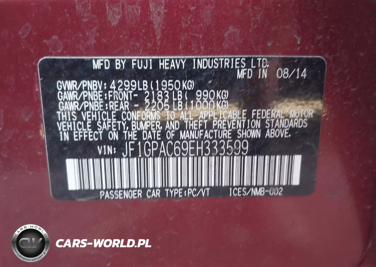 2014 Subaru Impreza 2.0I Premium VIN:JF1GPAC69EH333599 - 9