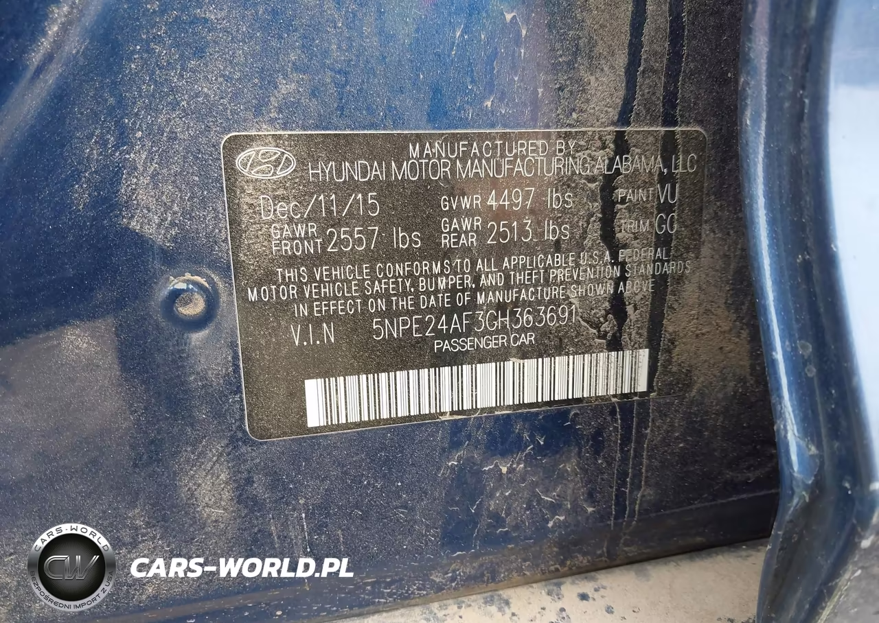 2016 Hyundai Sonata Se VIN:5NPE24AF3GH363691 - 9