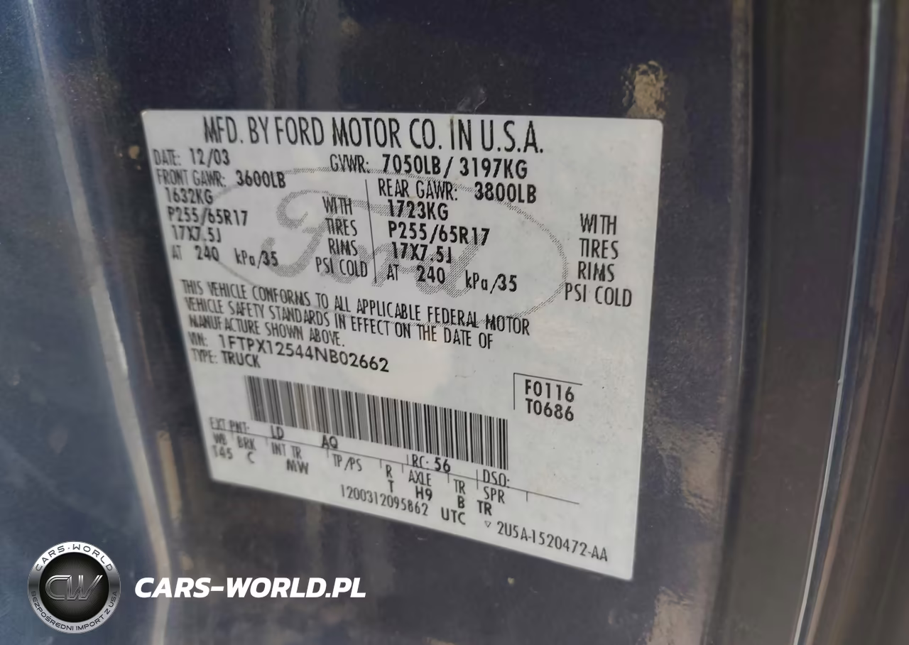 2004 Ford F-150 Lariat-Xl-Xlt VIN:1FTPX12544NB02662 - 9