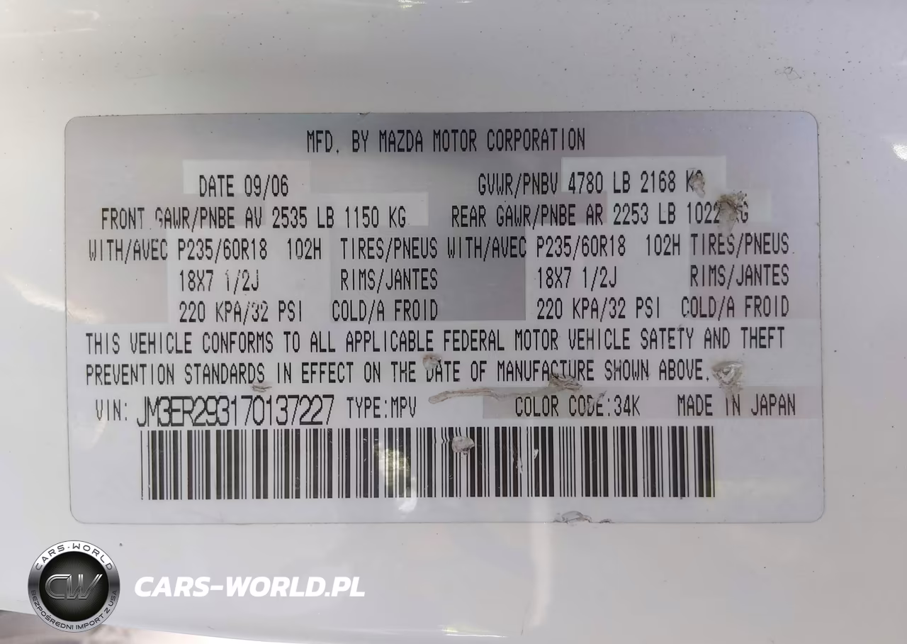 2007 Mazda Cx-7 Sport VIN:JM3ER293170137227 - 9