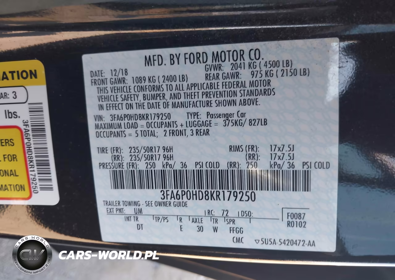 2019 Ford Fusion Se VIN:3FA6P0HD8KR179250 - 9