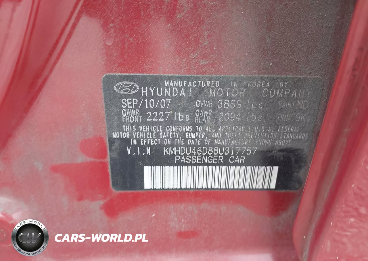 2008 Hyundai Elantra Gls-Se VIN:KMHDU46D88U317757 - 9