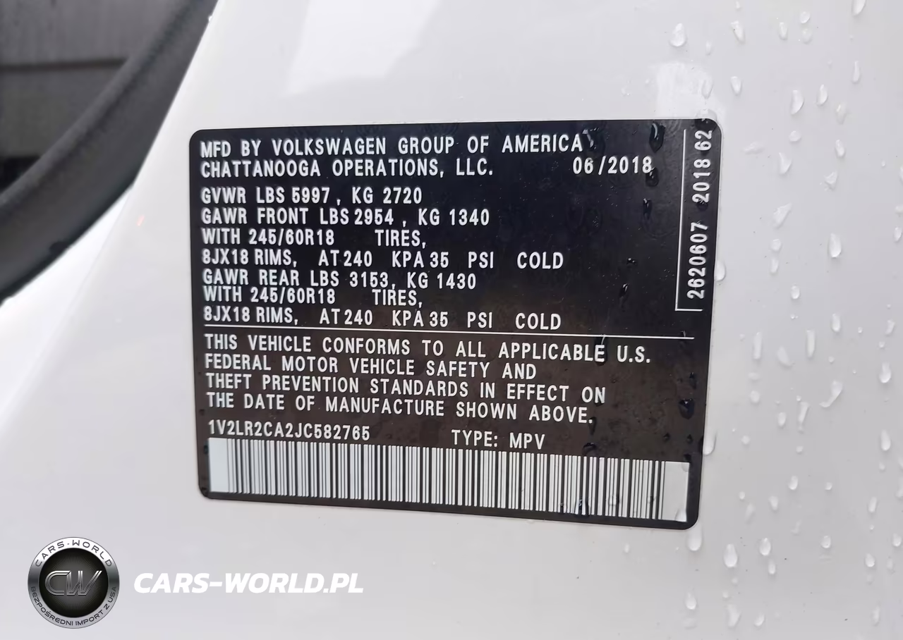 2018 Volkswagen Atlas 3.6L V6 Se-3.6L V6 Se W-Technology VIN:1V2LR2CA2JC582765 - 9
