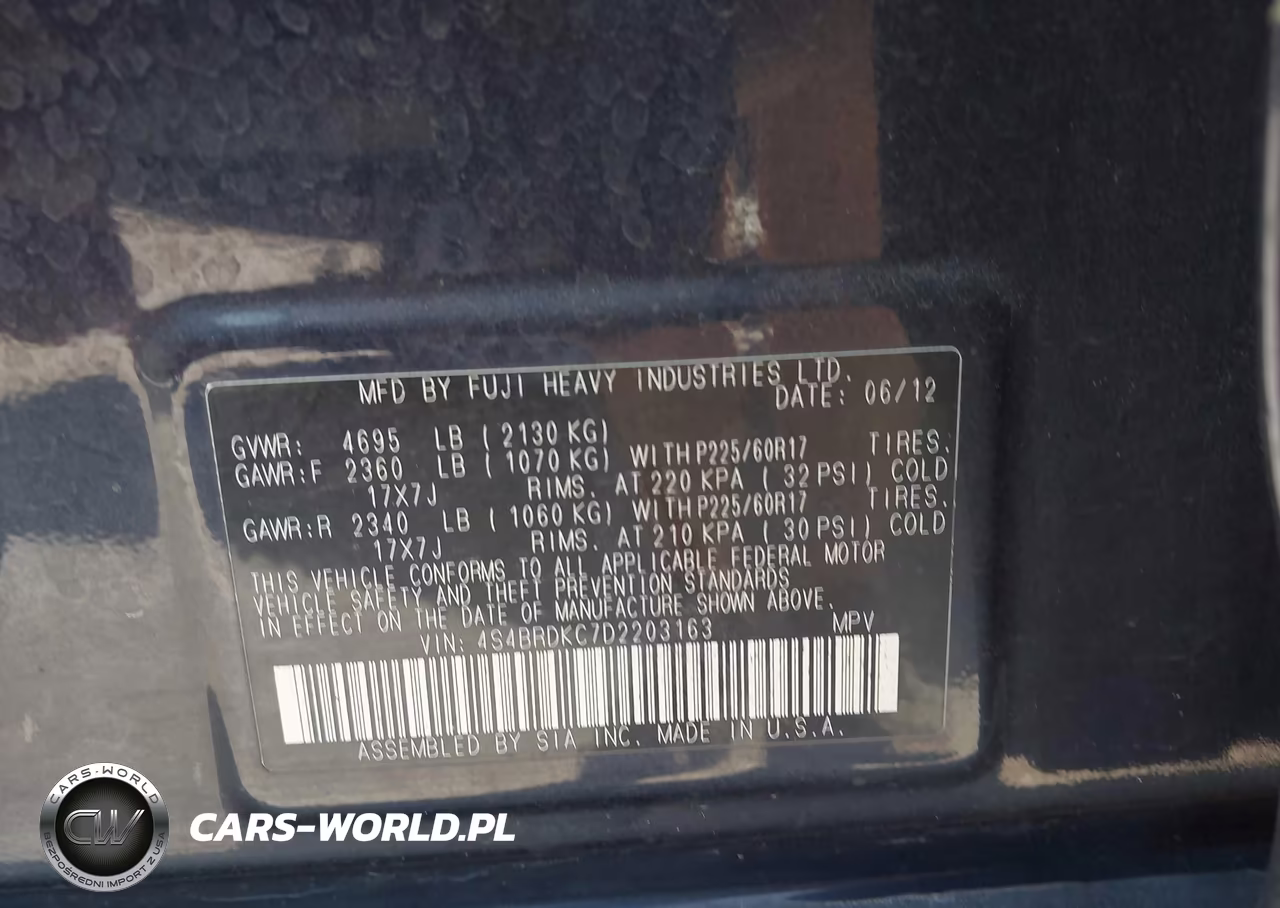 2013 Subaru Outback 3.6R Limited VIN:4S4BRDKC7D2203163 - 9