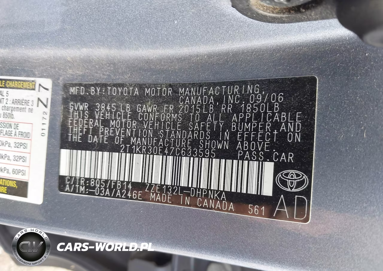 2007 Toyota Matrix Xr VIN:2T1KR30E47C633595 - 9