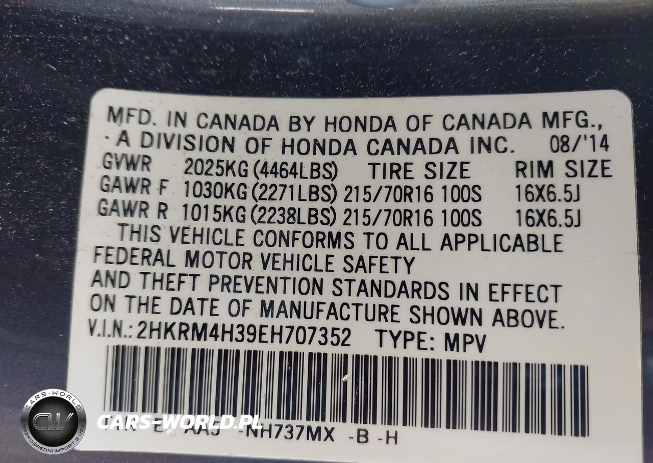 2014 HONDA CR-V LX VIN:2HKRM4H39EH707352 - 9