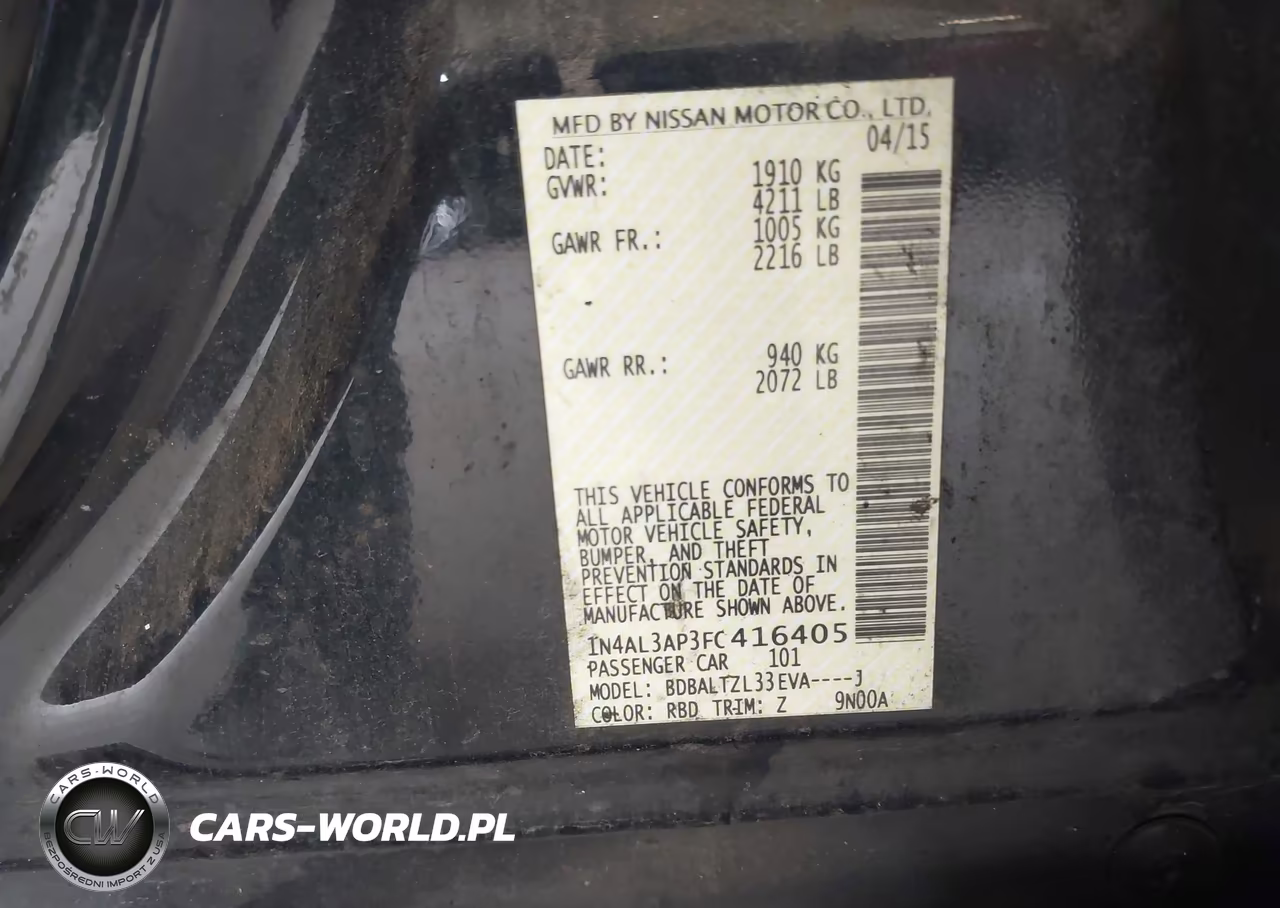 2015 Nissan Altima 2.5 Sl VIN:1N4AL3AP3FC416405 - 9