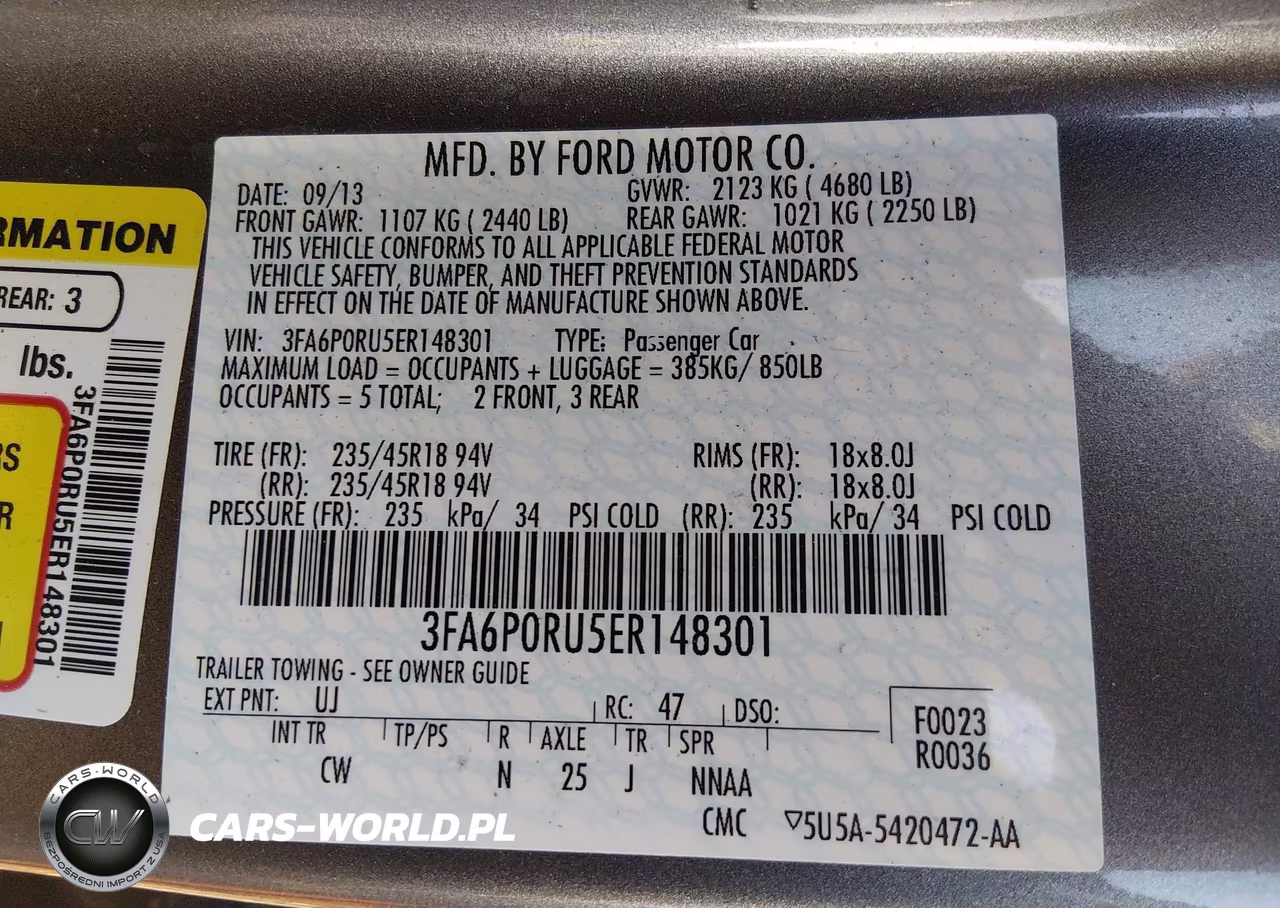 2014 Ford Fusion Hybrid Titanium VIN:3FA6P0RU5ER148301 - 9