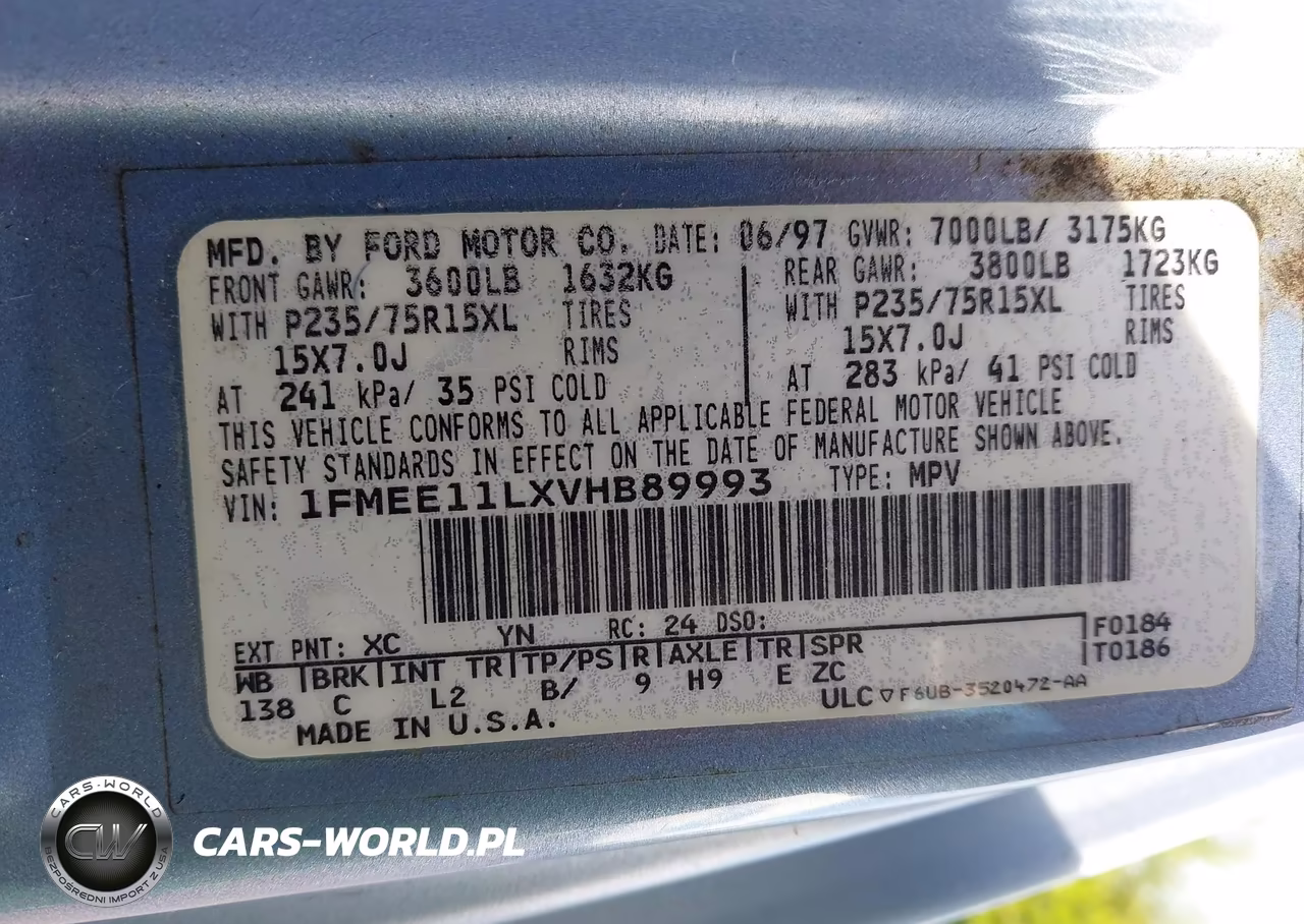 1997 Ford Club Wagon Xl-Xl Plus-Xlt VIN:1FMEE11LXVHB89993 - 9