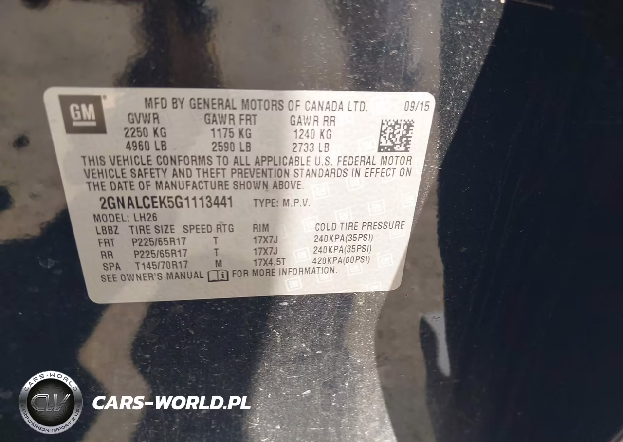 2016 Chevrolet Equinox Lt VIN:2GNALCEK5G1113441 - 9