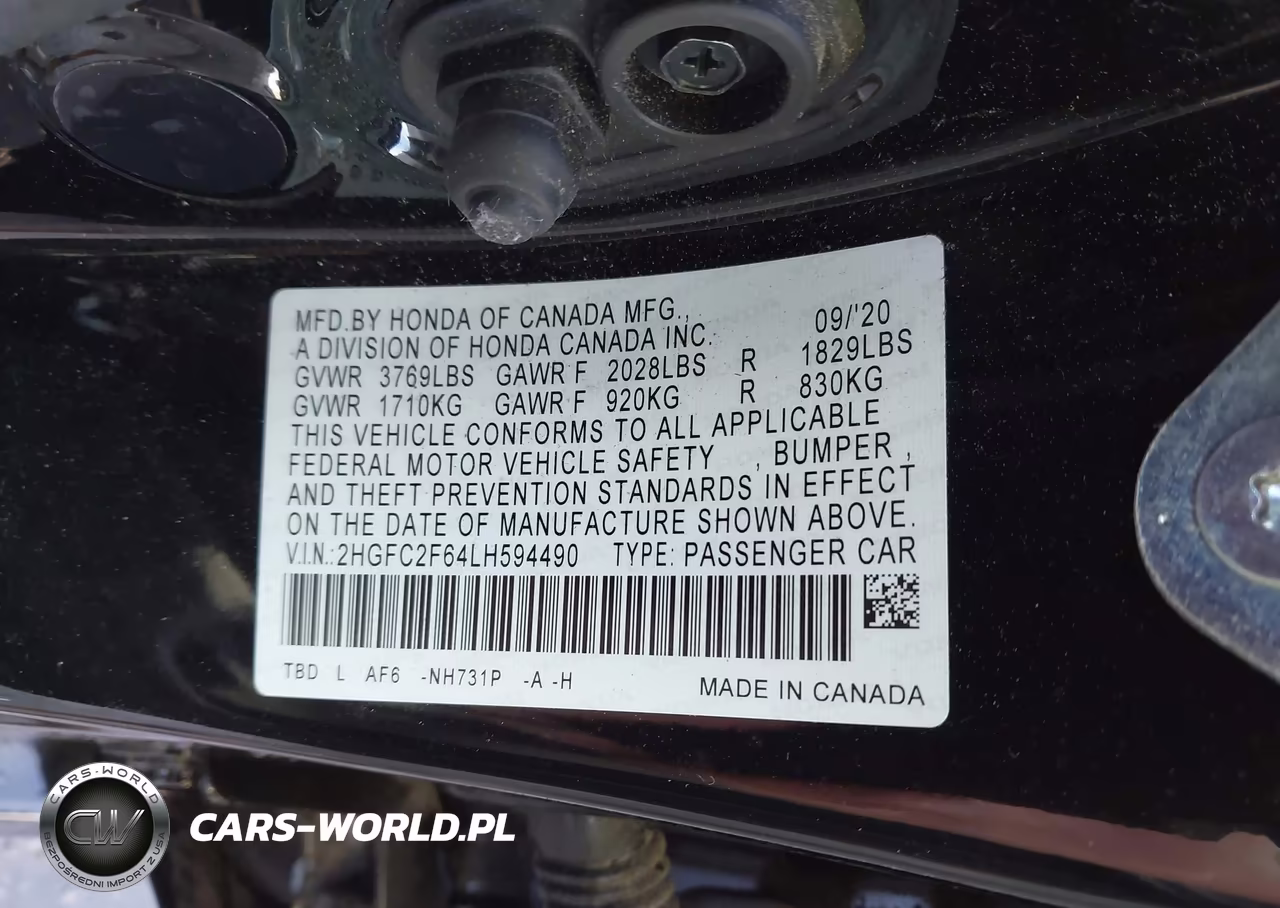 2020 Honda Civic Lx VIN:2HGFC2F64LH594490 - 9