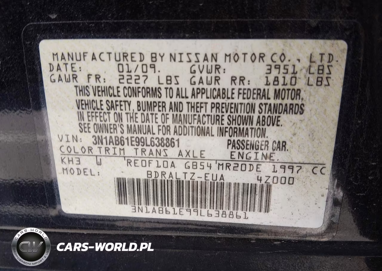 2009 Nissan Sentra 2.0S VIN:3N1AB61E99L638861 - 9