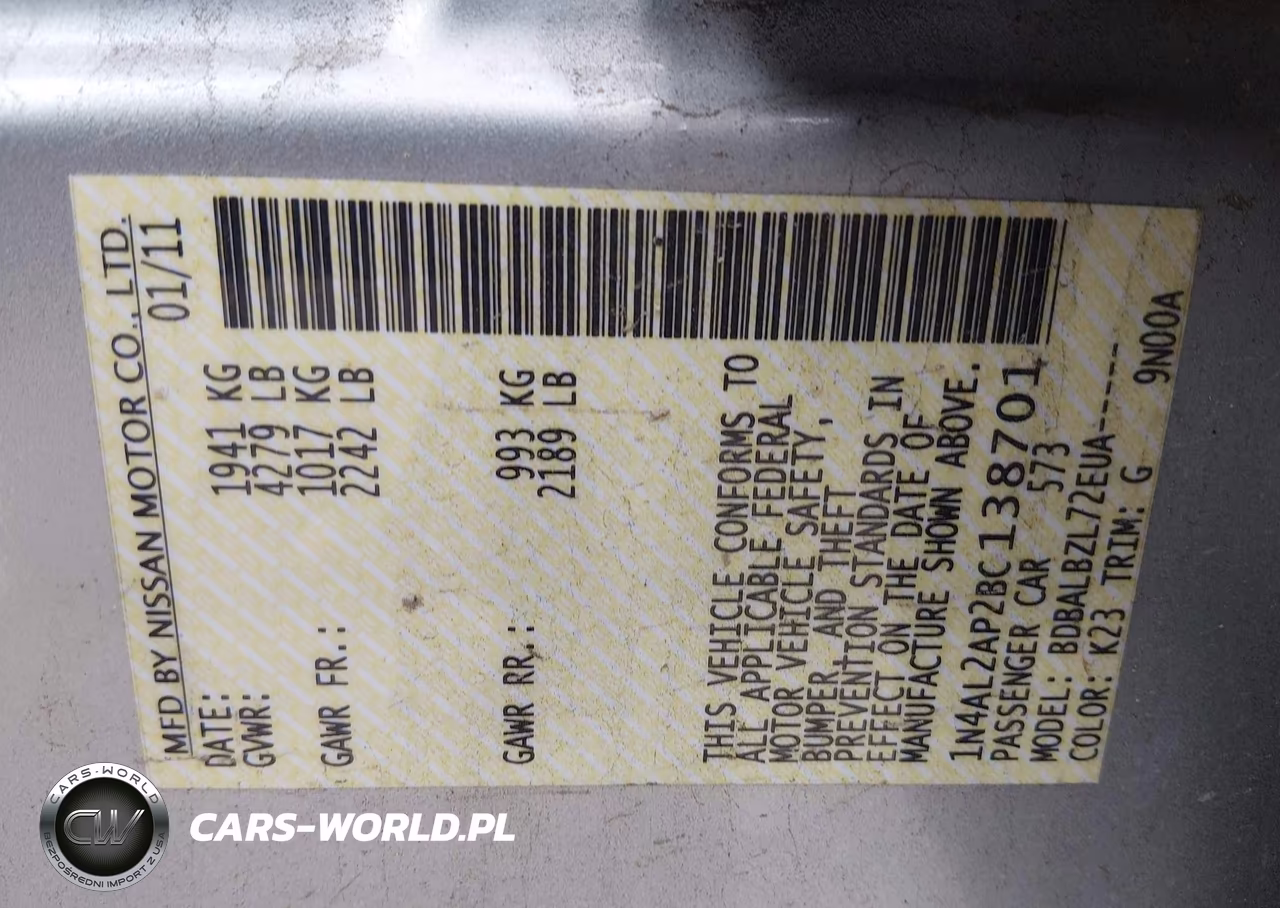 2011 Nissan Altima 2.5 S VIN:1N4AL2AP2BC138701 - 9