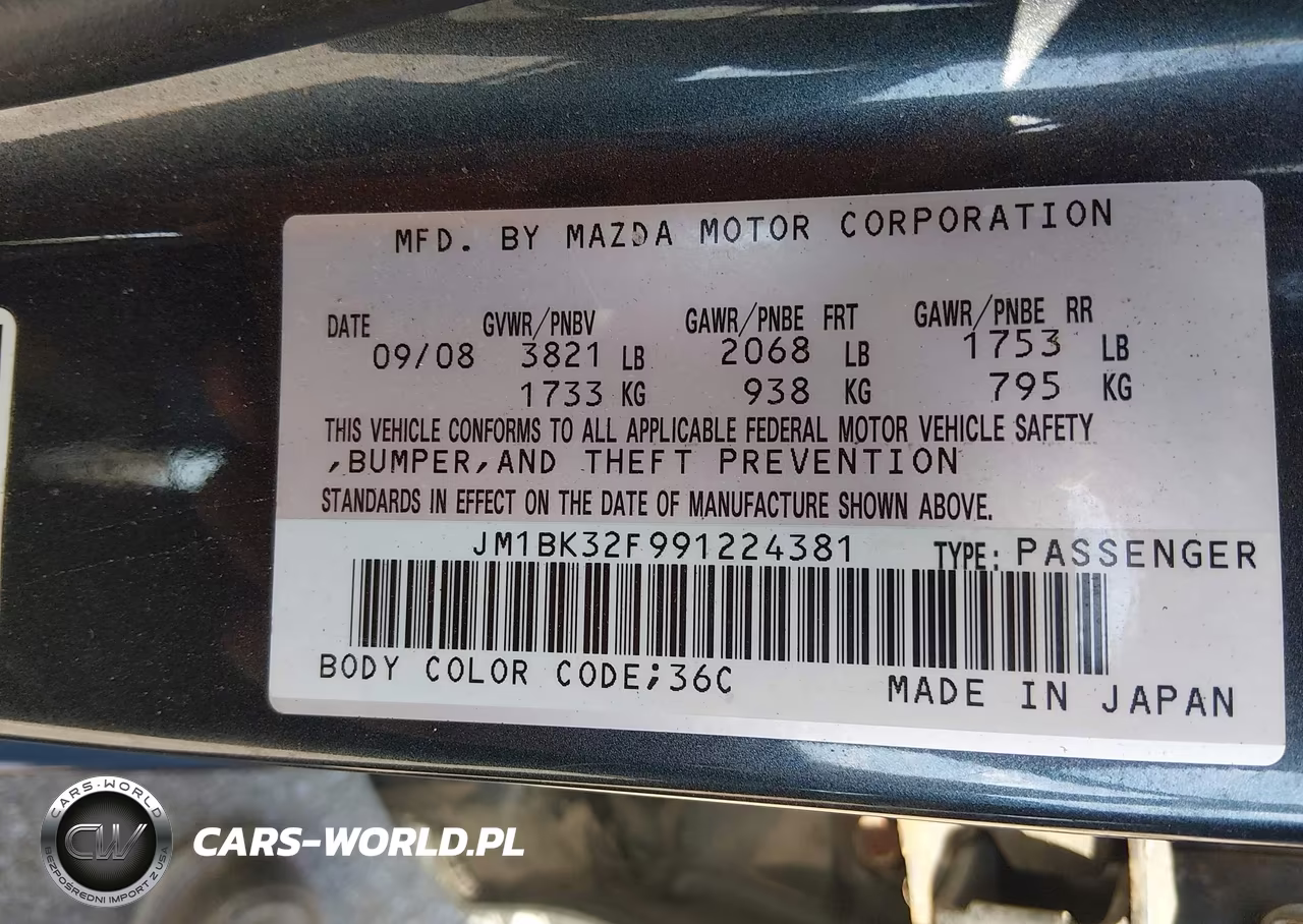 2009 Mazda Mazda3 I VIN:JM1BK32F991224381 - 9