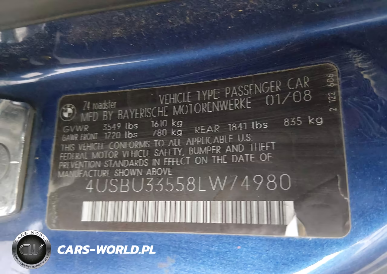 2008 BMW Z4 3.0I VIN:4USBU33558LW74980 - 9