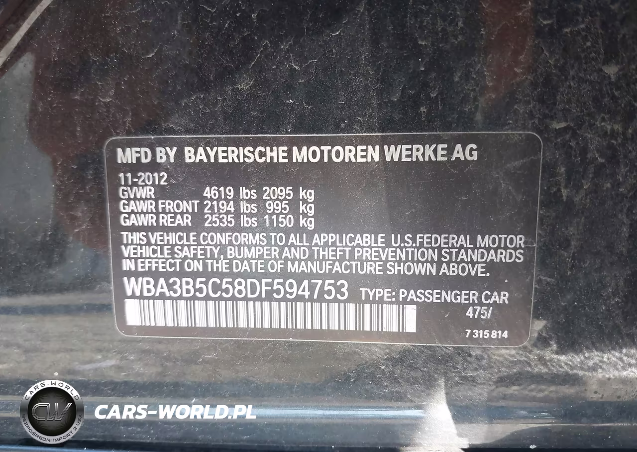 2013 BMW 328I xDrive VIN:WBA3B5C58DF594753 - 9