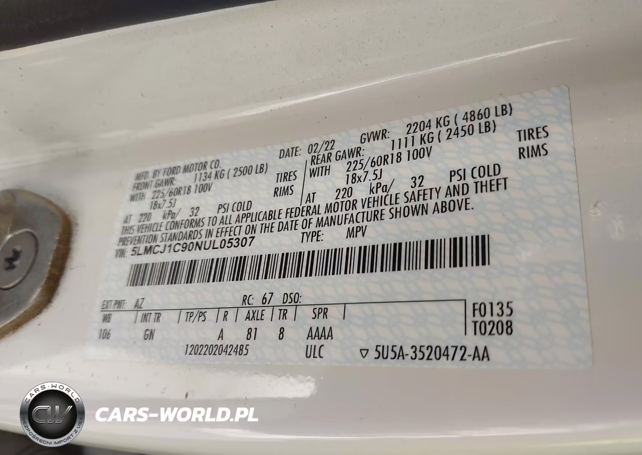 2022 Lincoln Corsair Standard VIN:5LMCJ1C90NUL05307 - 9