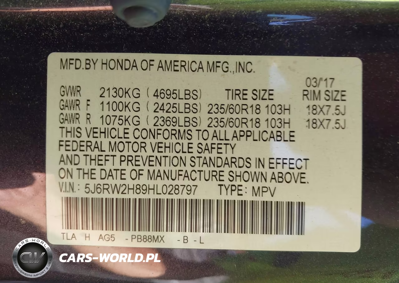 2017 Honda Cr-V Ex-L-Ex-L Navi VIN:5J6RW2H89HL028797 - 9