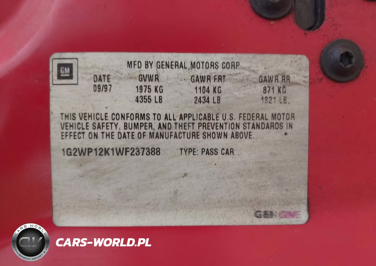 1998 Pontiac Grand Prix Gt VIN:1G2WP12K1WF237388 - 9