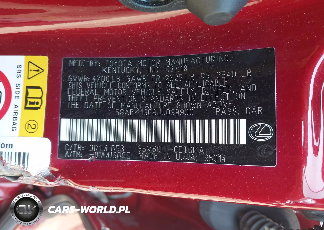 2018 Lexus Es 350 VIN:58ABK1GG9JU099900 - 9