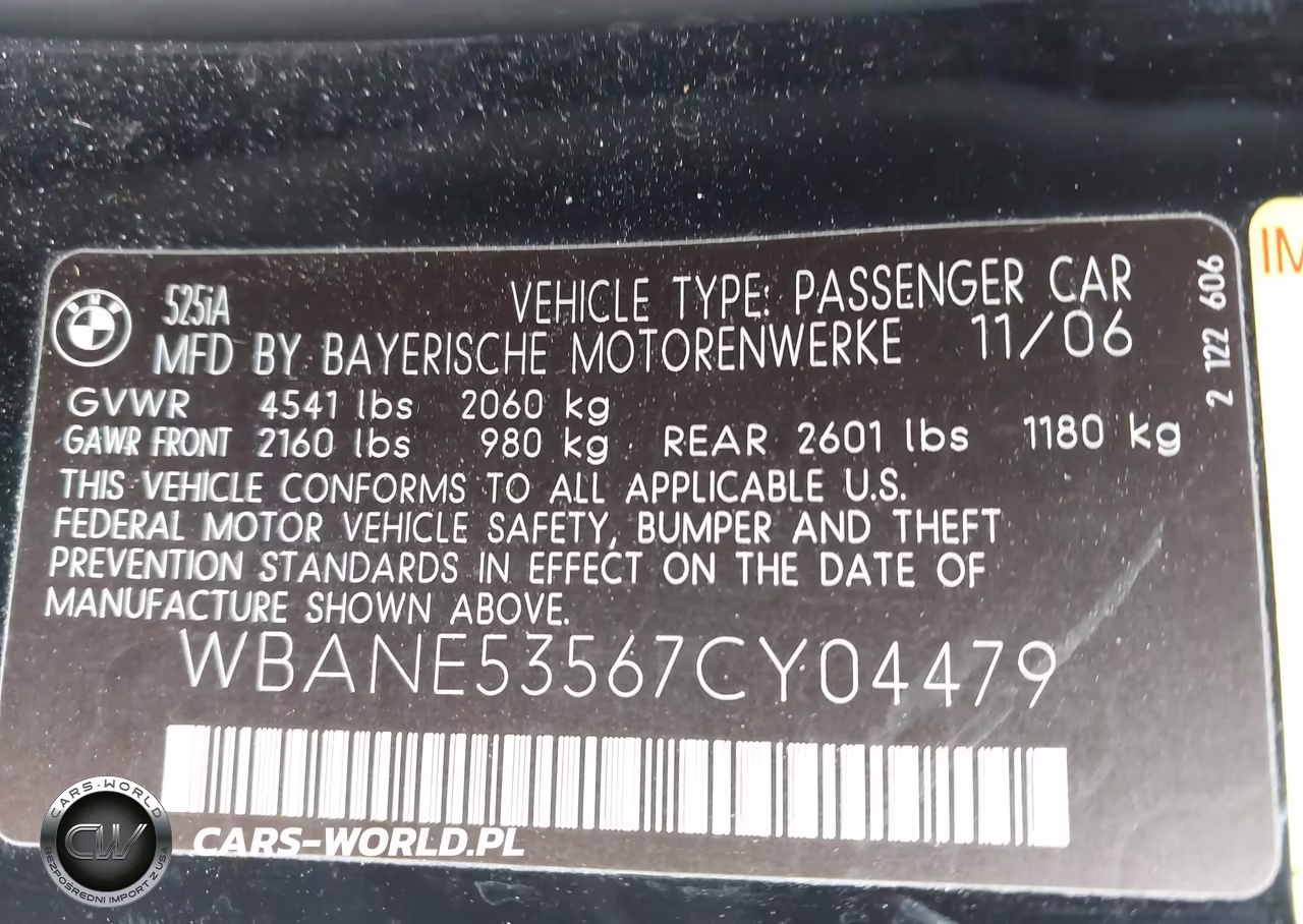 2007 BMW 525I VIN:WBANE53567CY04479 - 9