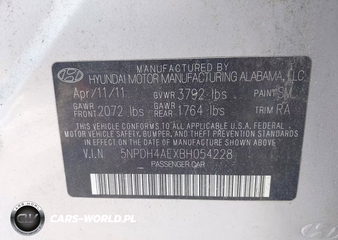 2011 Hyundai Elantra Gls VIN:5NPDH4AEXBH054228 - 9