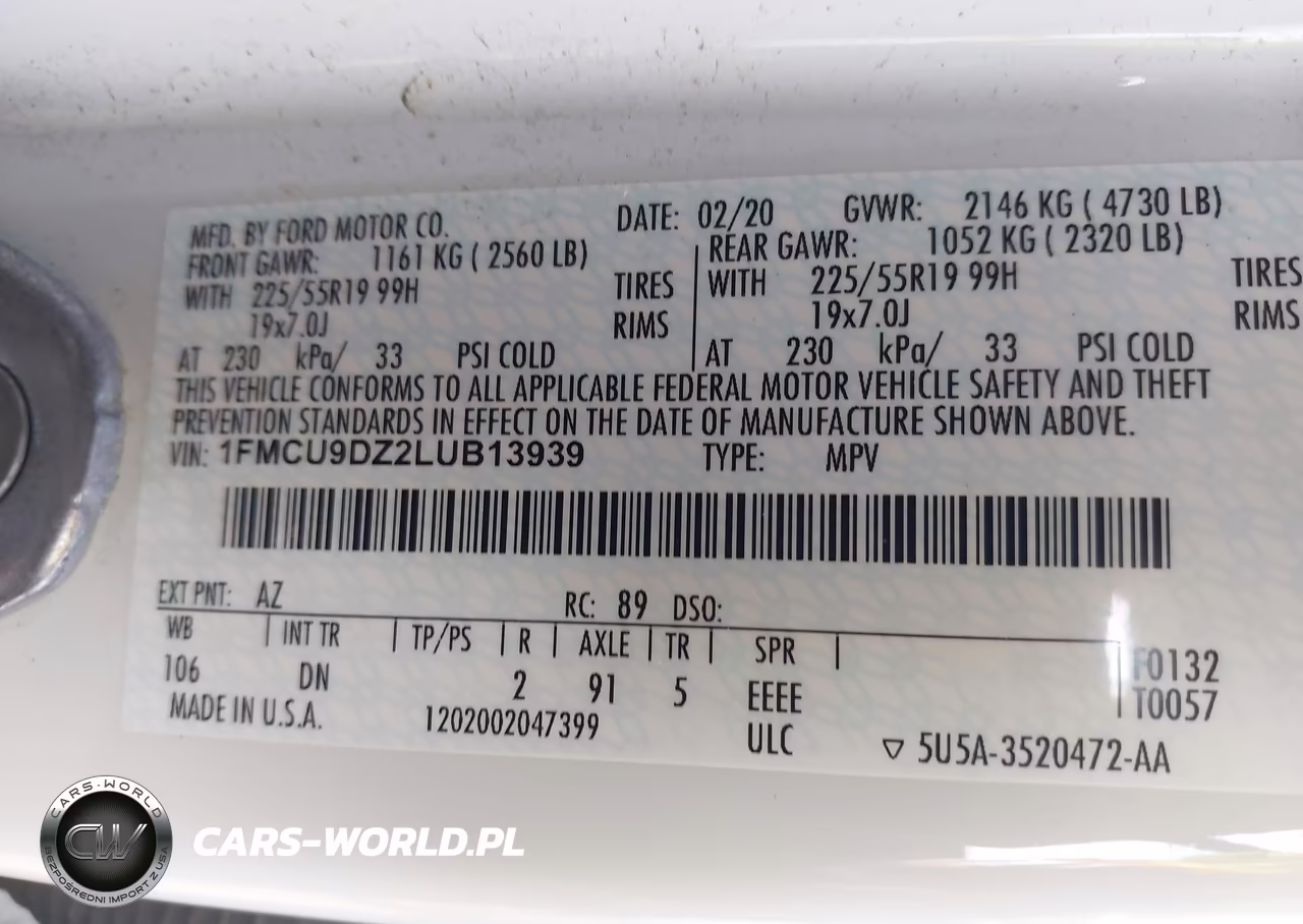 2020 Ford Escape Titanium Hybrid VIN:1FMCU9DZ2LUB13939 - 9