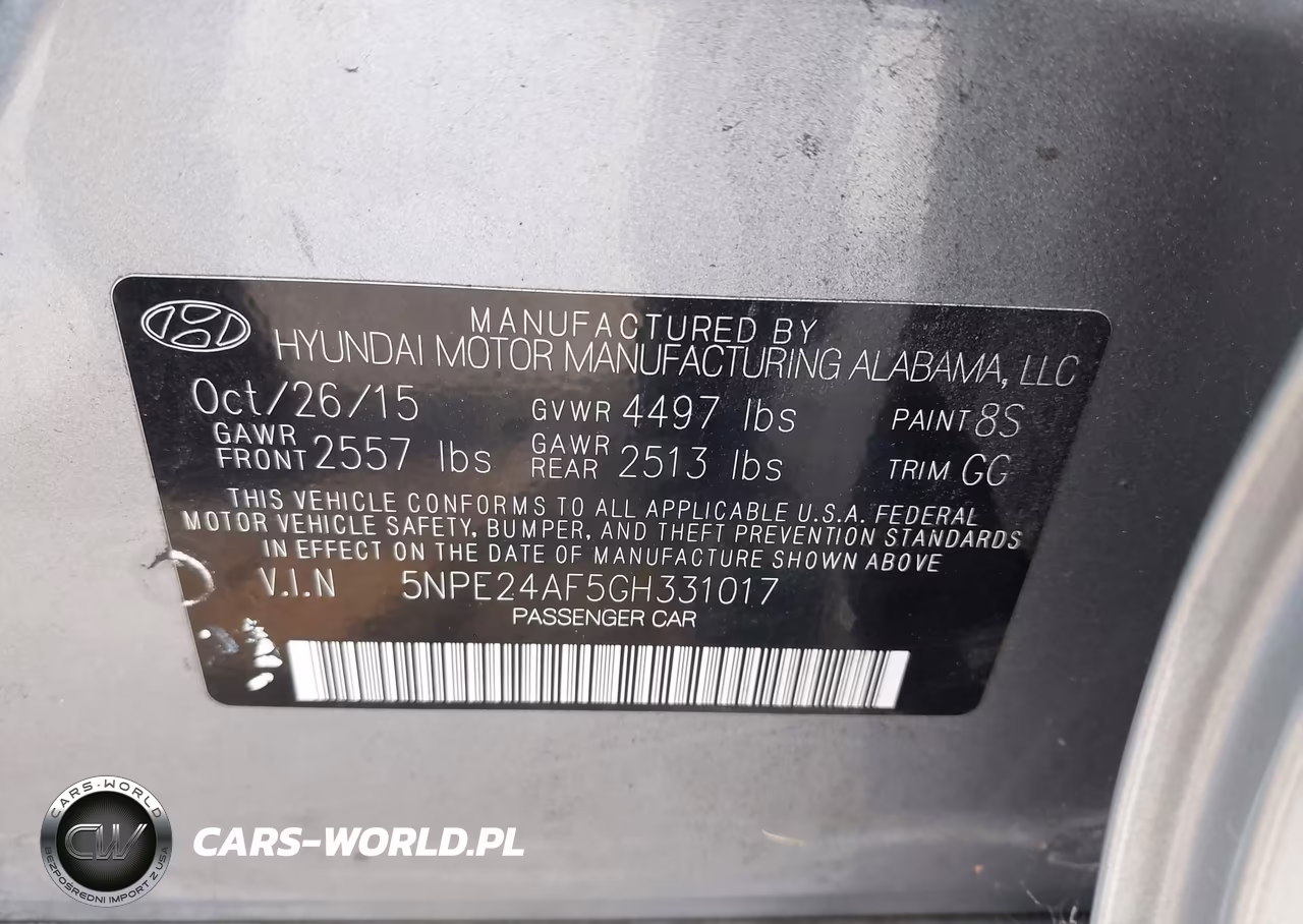 2016 Hyundai Sonata Se VIN:5NPE24AF5GH331017 - 9