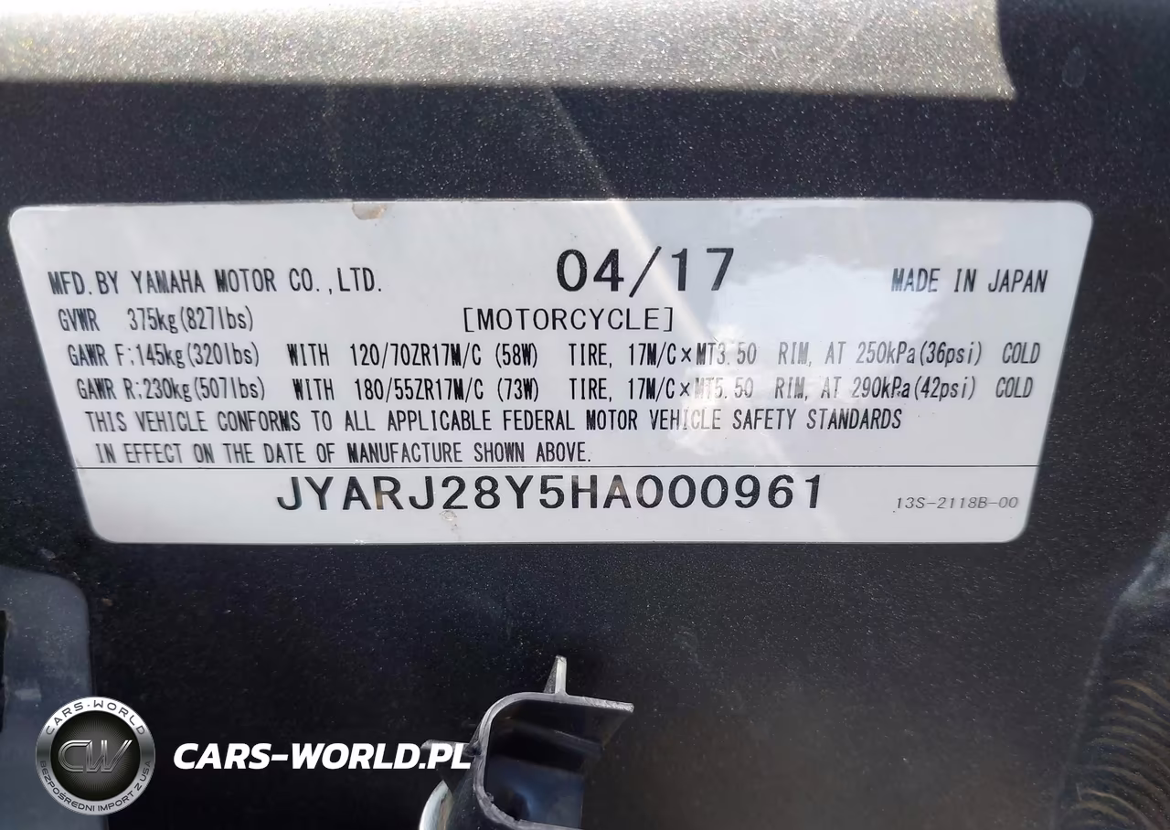 2017 Yamaha Yzfr6 C VIN:JYARJ28Y5HA000961 - 10