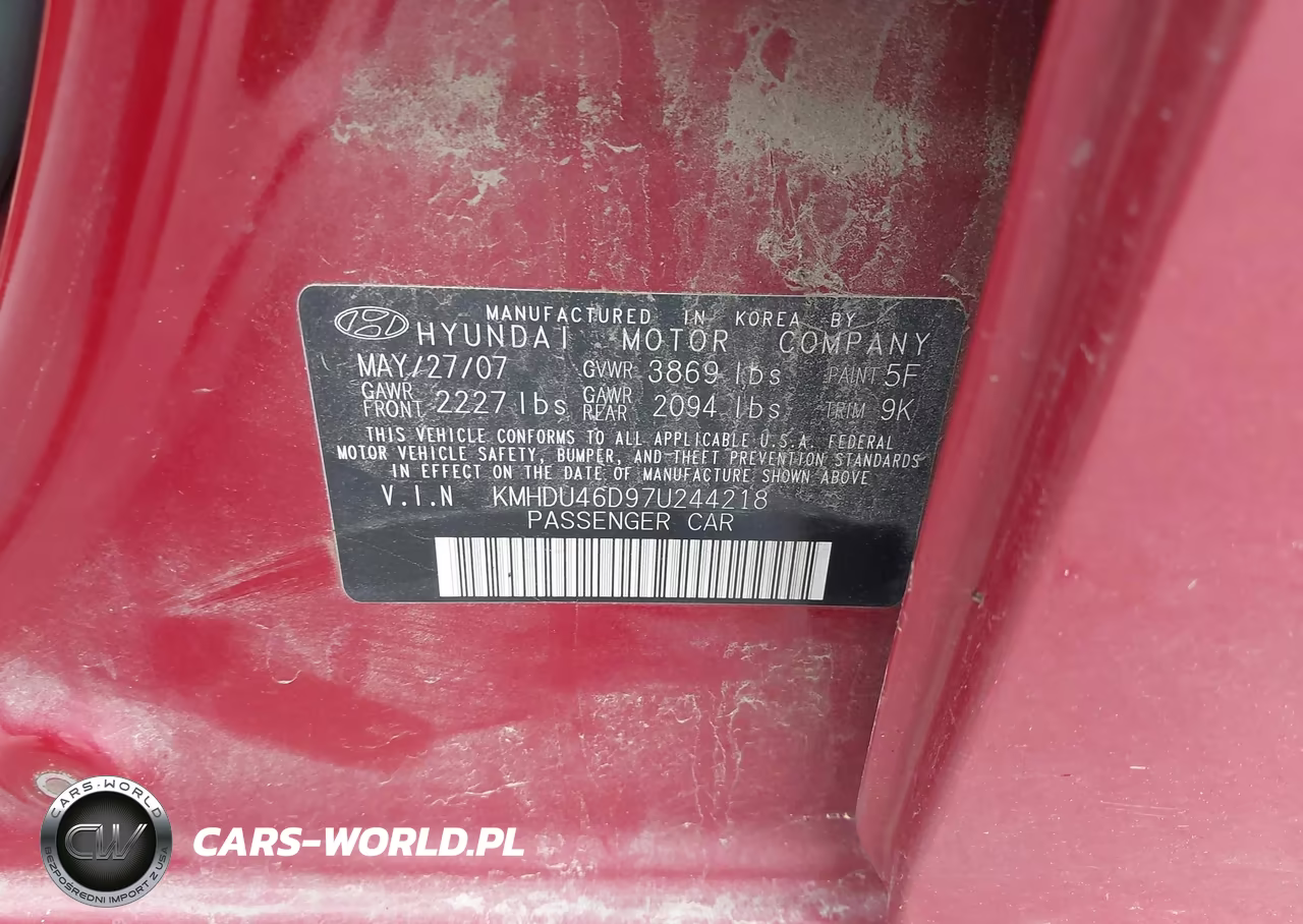 2007 Hyundai Elantra Gls-Ltd-Se VIN:KMHDU46D97U244218 - 9