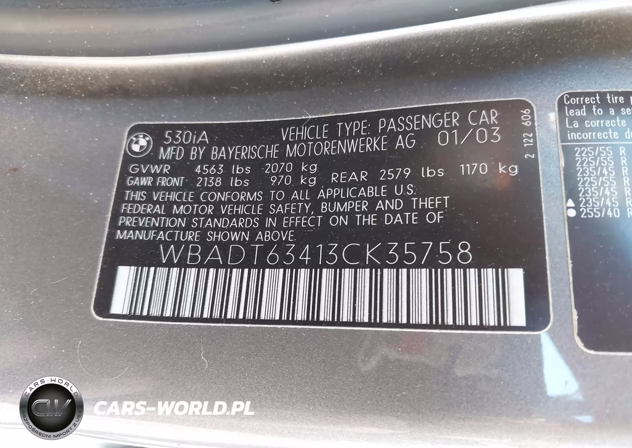2003 BMW 530Ia VIN:WBADT63413CK35758 - 9