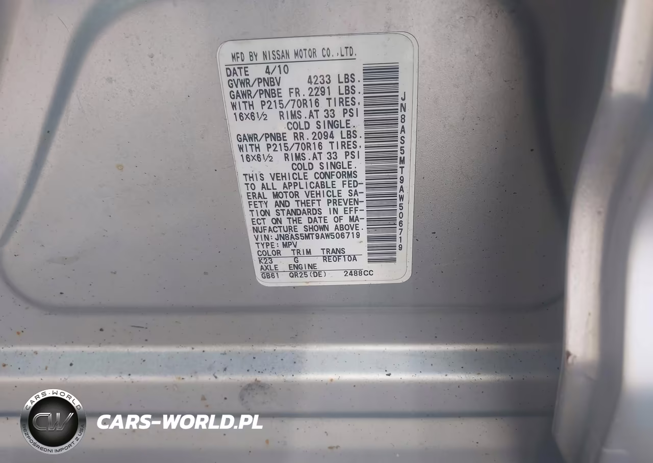2010 Nissan Rogue S-Sl-Krom VIN:JN8AS5MT9AW506719 - 9