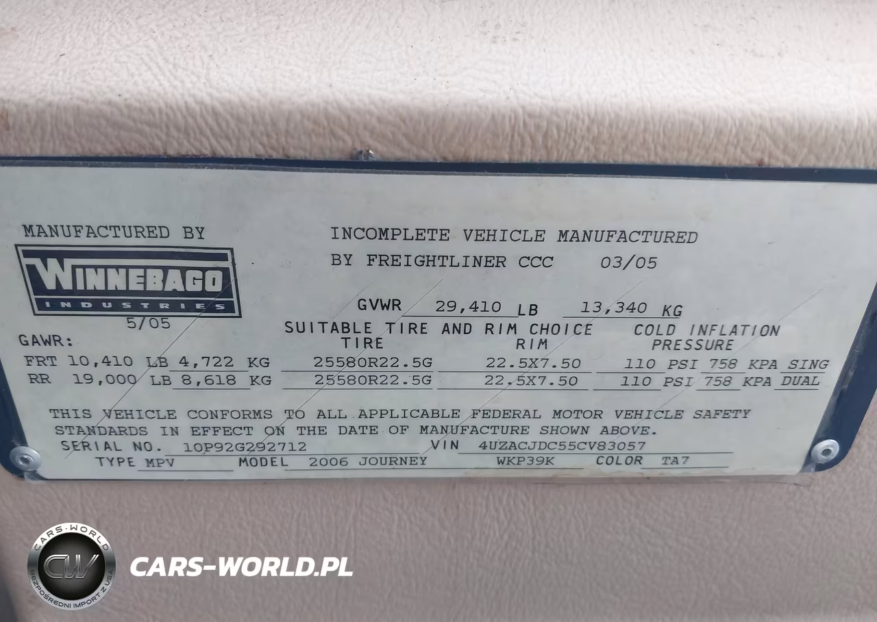 2005 Freightliner Chassis X Line Motor Home VIN:4UZACJDC55CV83057 - 9