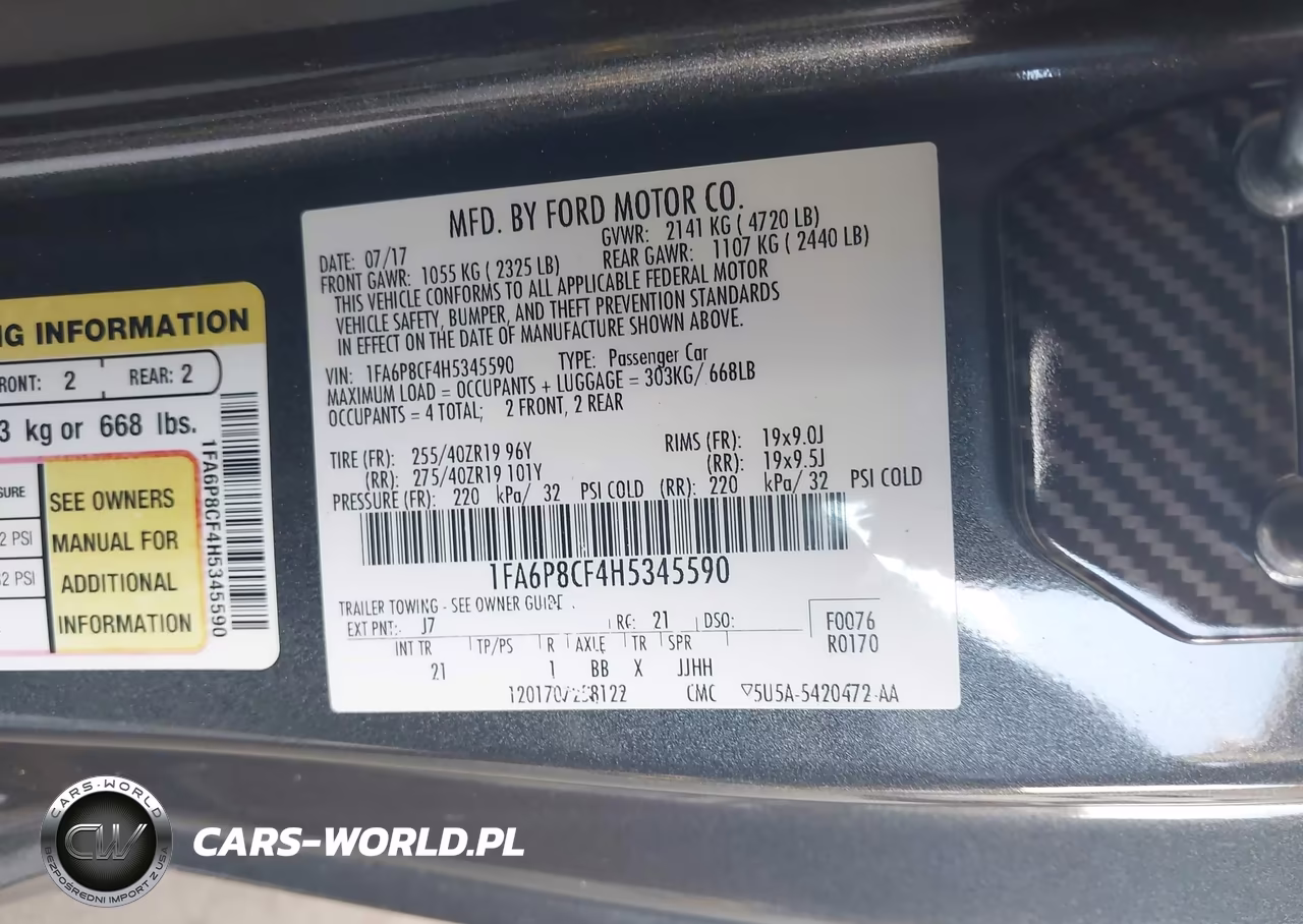 2017 Ford Mustang Gt VIN:1FA6P8CF4H5345590 - 9