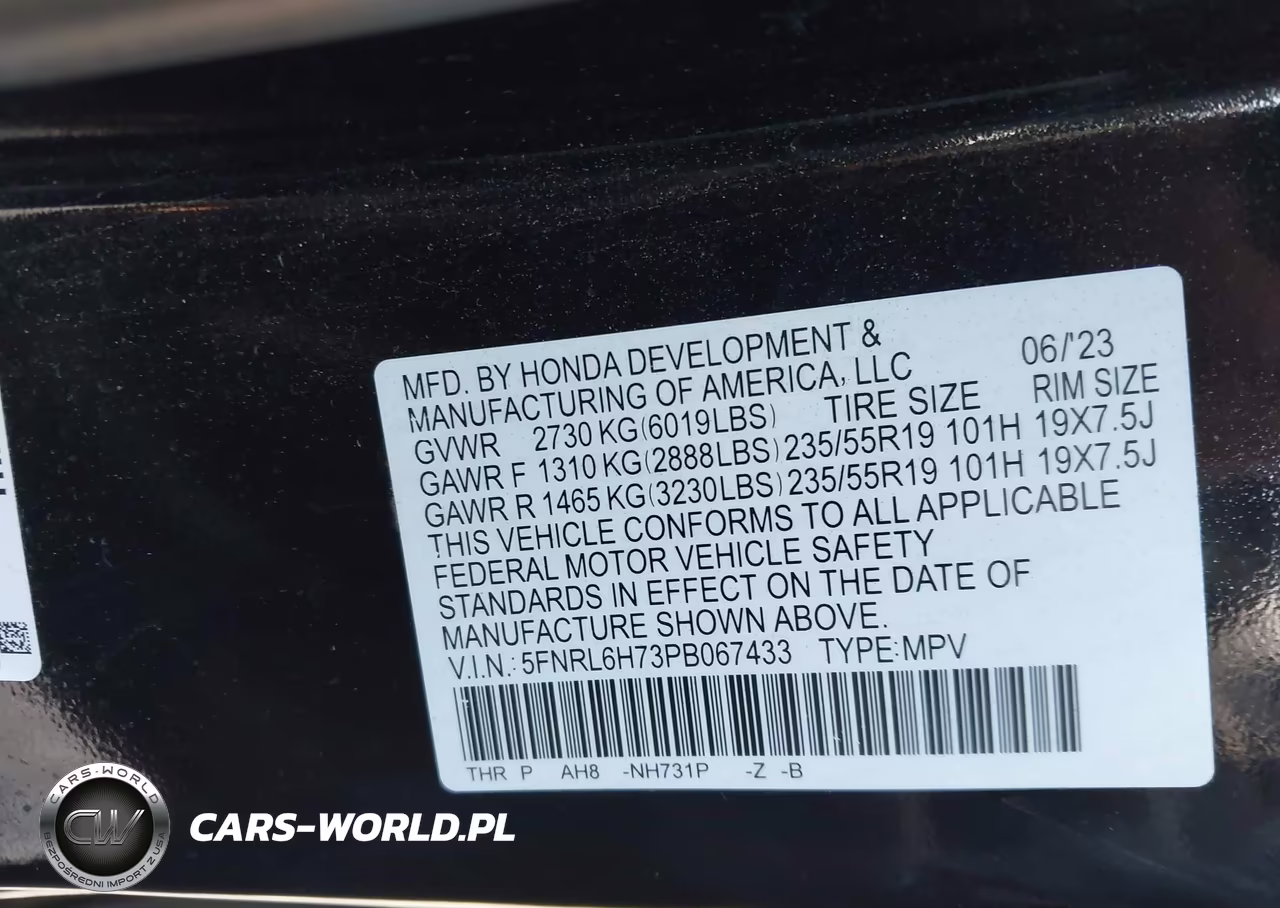2023 Honda Odyssey Sport VIN:5FNRL6H73PB067433 - 9