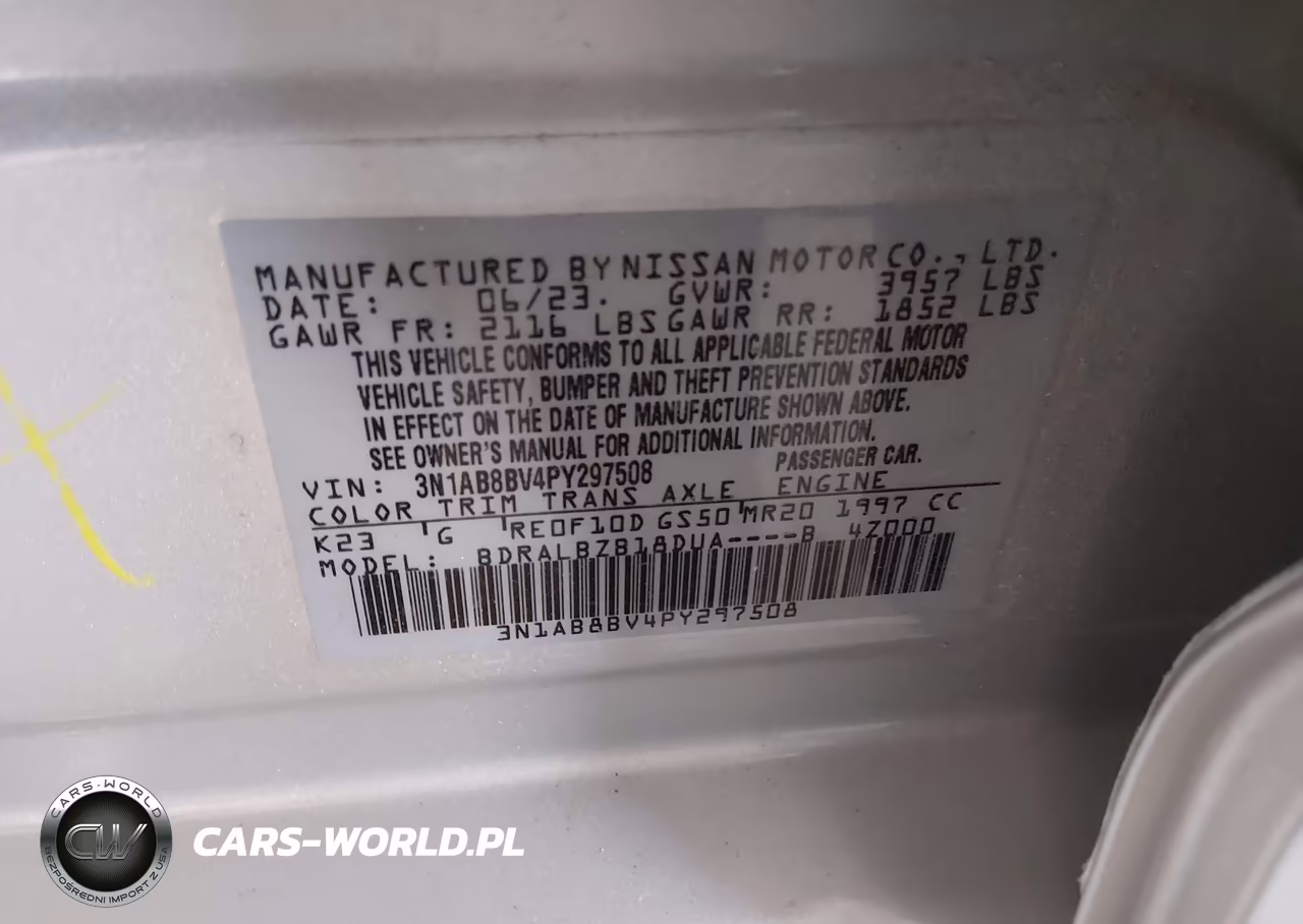 2023 Nissan Sentra S Xtronic Cvt VIN:3N1AB8BV4PY297508 - 9