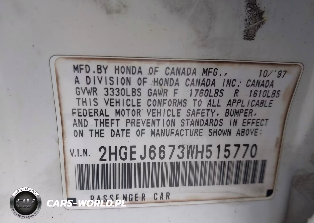 1998 Honda Civic Lx VIN:2HGEJ6673WH515770 - 9
